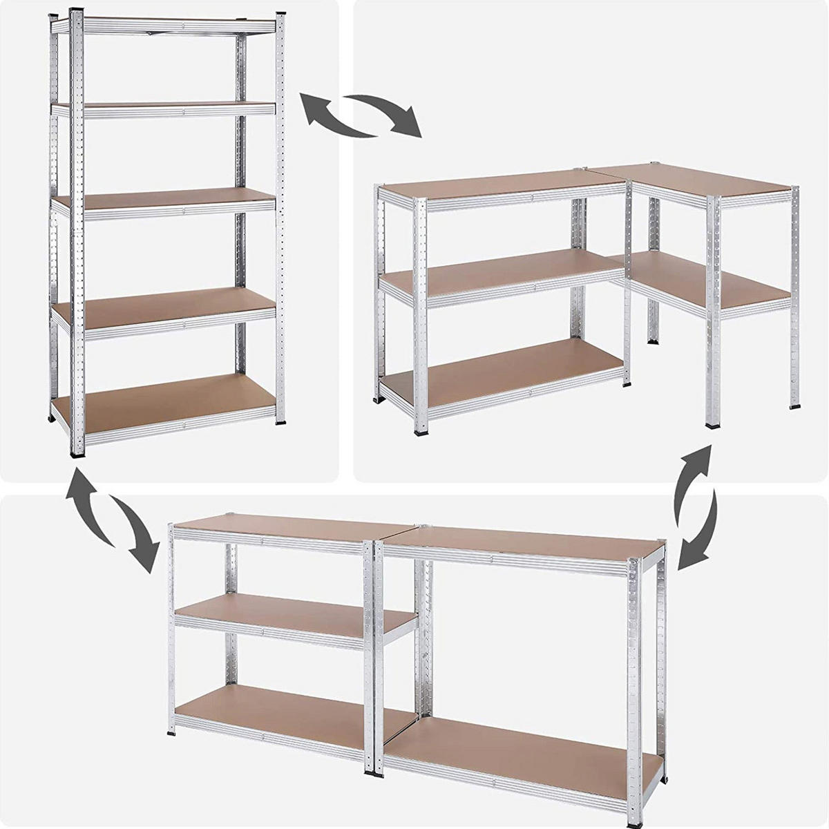 STANDREGAL 2ER-SET - Silberfarben, Metall (90/180/40cm) - Hansiro