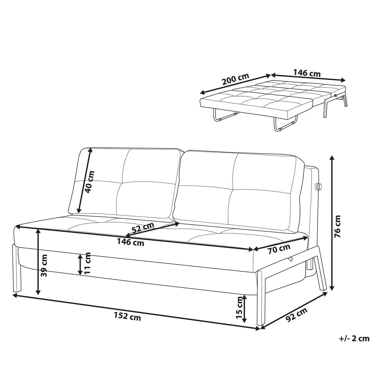 2-SITZER-SCHLAFSOFA Polsterbezug Dunkelgrau Edland - Dunkelgrau, Textil (152/76/92cm) - Beliani