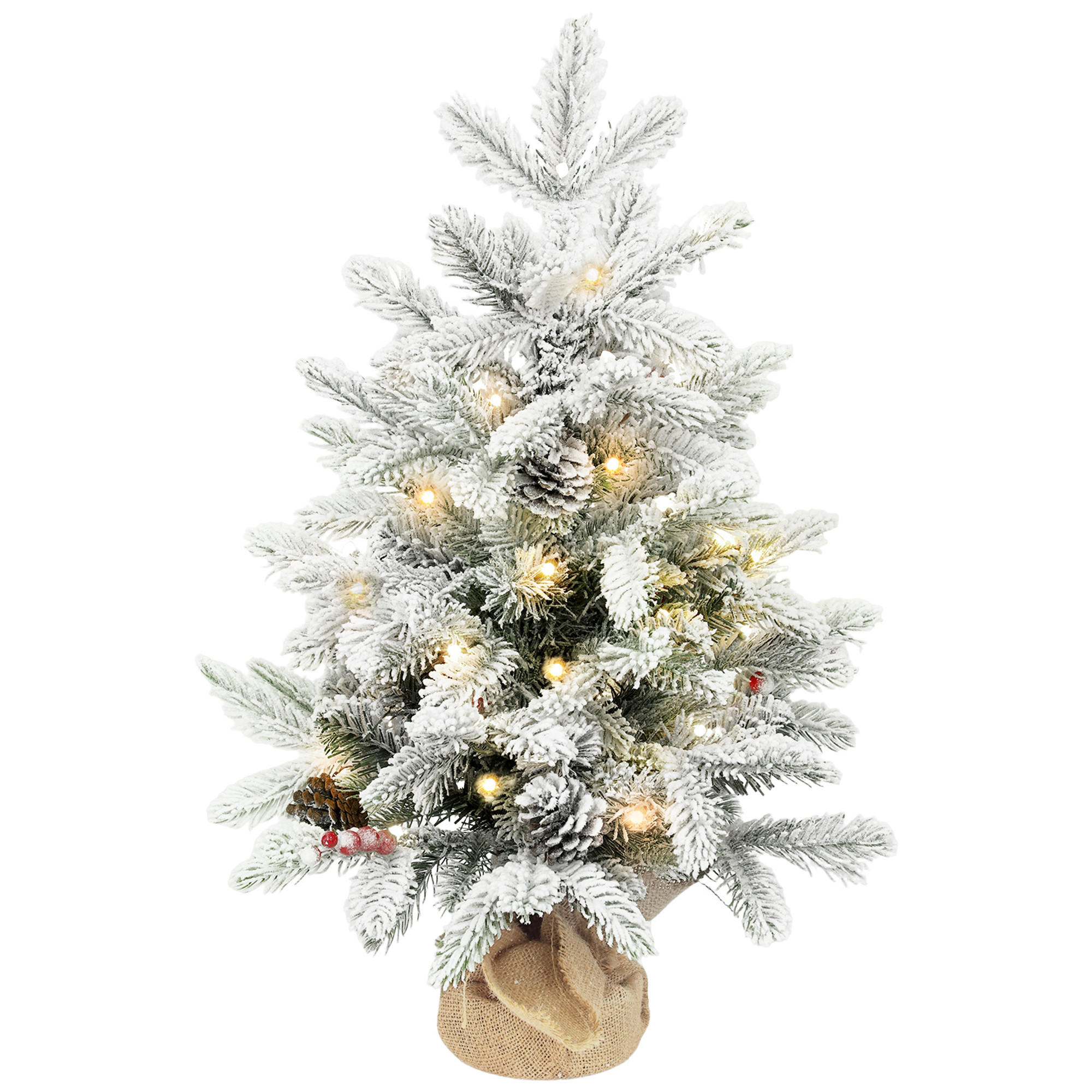 TISCH-WEIHNACHTSBAUM Kunststoff Metall Weiß - Grün, Kunststoff (60cm) - HOMCOM