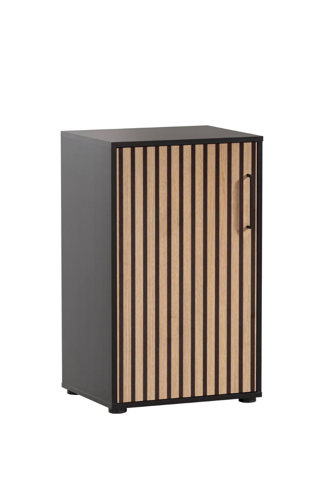 AKTENSCHRANK Raven Small 84x51x41 cm Akustikpaneele Eiche/Schwarz - Schwarz, Holz (51/84/41cm) - PROREGAL