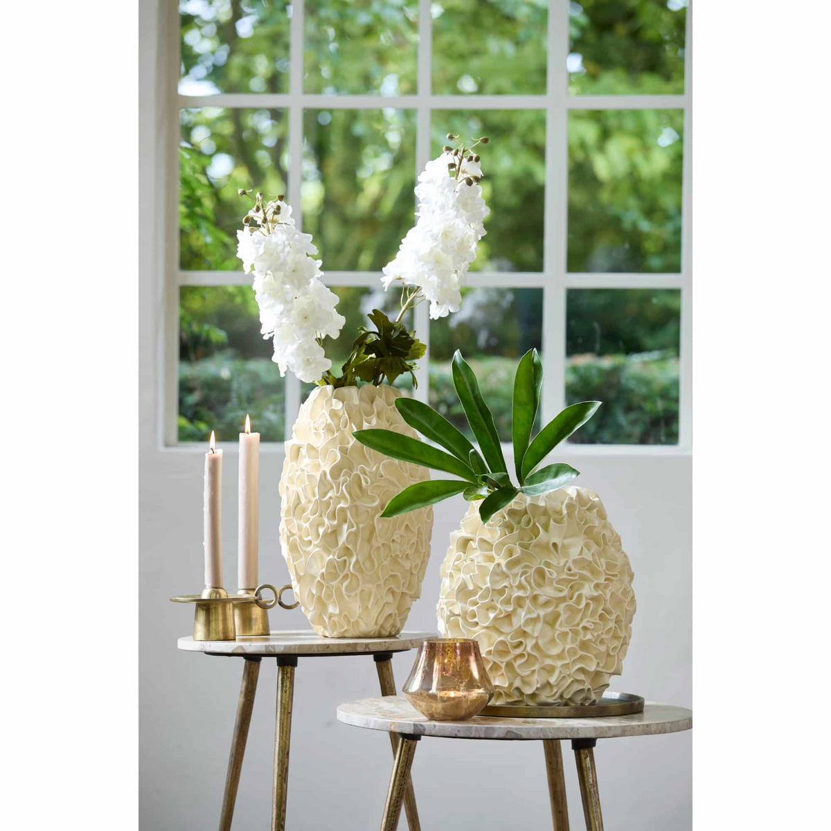 VASE Agello Weiß 28/28/29 cm - Weiß, Kunststoff (29cm) - Light & Living