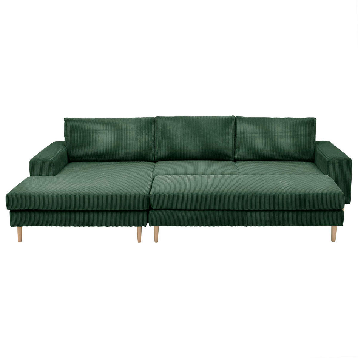 SOFA mit Longchair links Kaylynn Cordstoff dunkelgrün - Dunkelgrün, Kunststoff (175/294cm) - 58aufmkessel