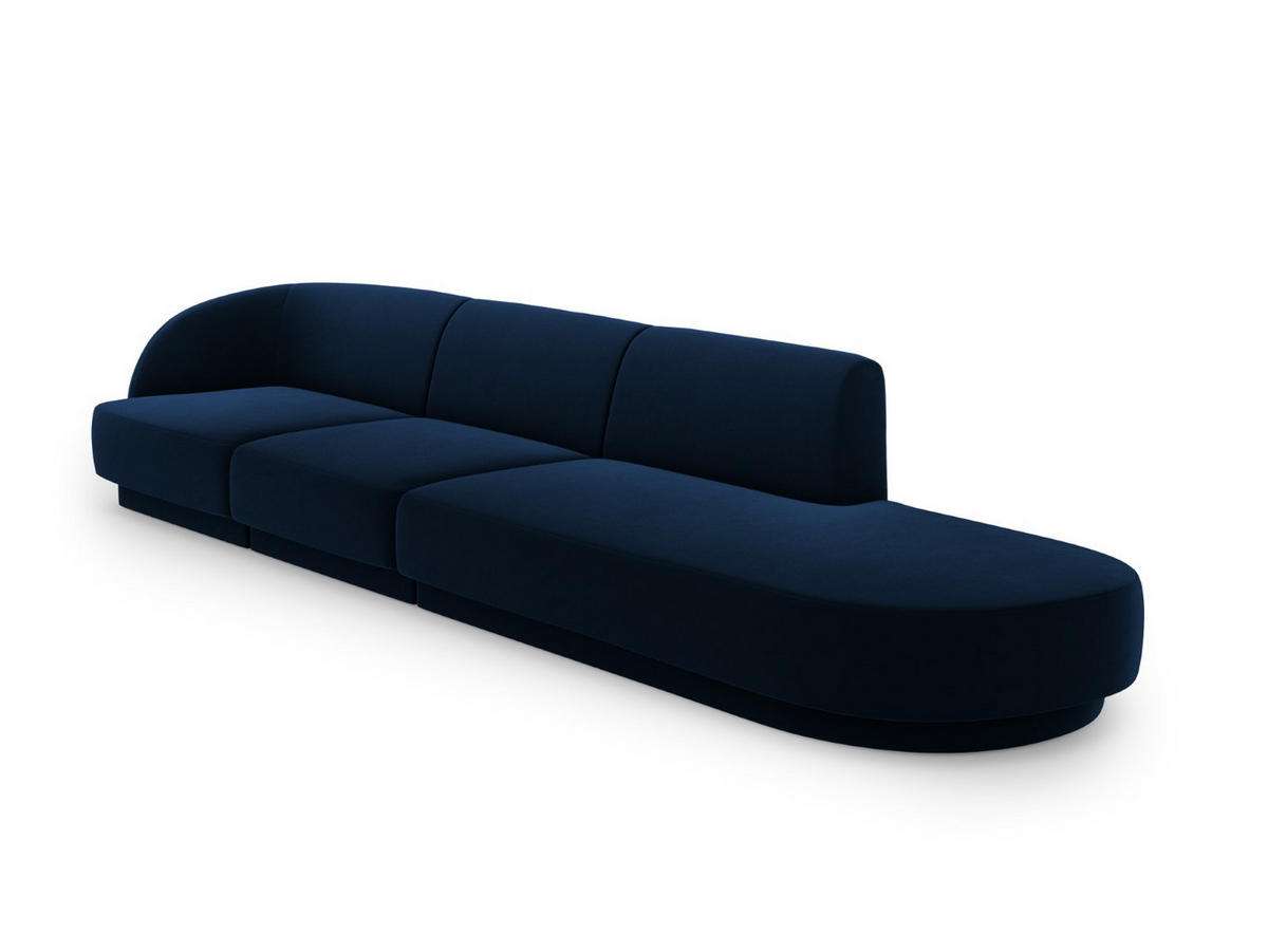RECHTES-SOFA Miley aus Samt königsblau 4 Sitzplätze - Blau, Textil (90/70/323cm) - Micadoni
