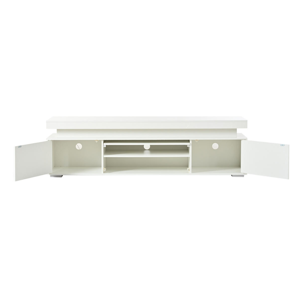 TV-LOWBOARD 150/35/43 cm Weiß aus Spanplatte mit LED-Beleuchtung - Weiß, Holzwerkstoff (150/43/35cm) - OKWISH