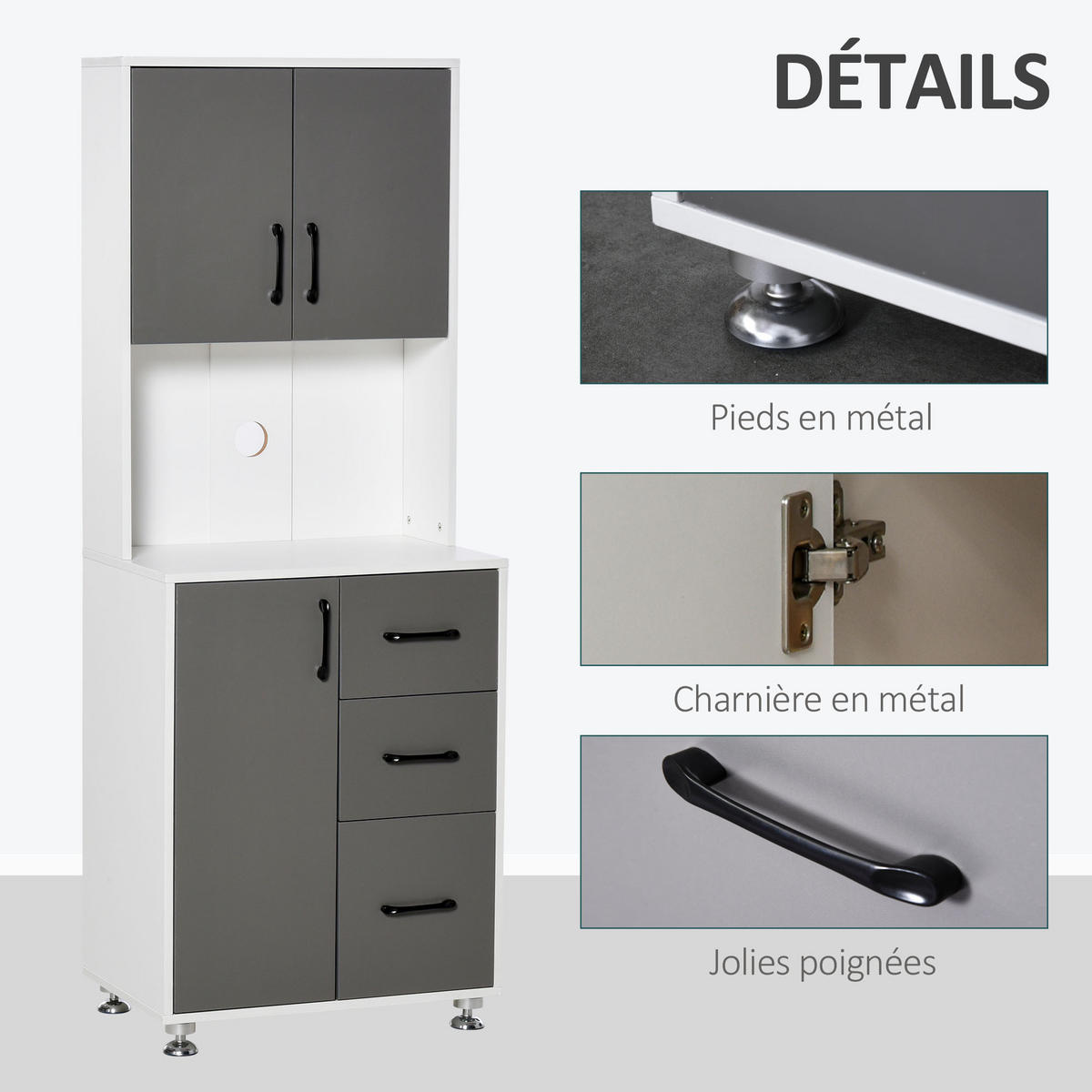 HIGHBOARD DE-10981 2+1 Türen Grau/Weiß - Grau, Holzwerkstoff (40/160/60cm) - ComfortXL