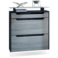 SCHUHSCHRANK Annie Avola-Anthrazit / Schwarz Hochglanz - Schwarz Hochglanz/Anthrazit, Holzwerkstoff (89/96/23cm) - Vladon