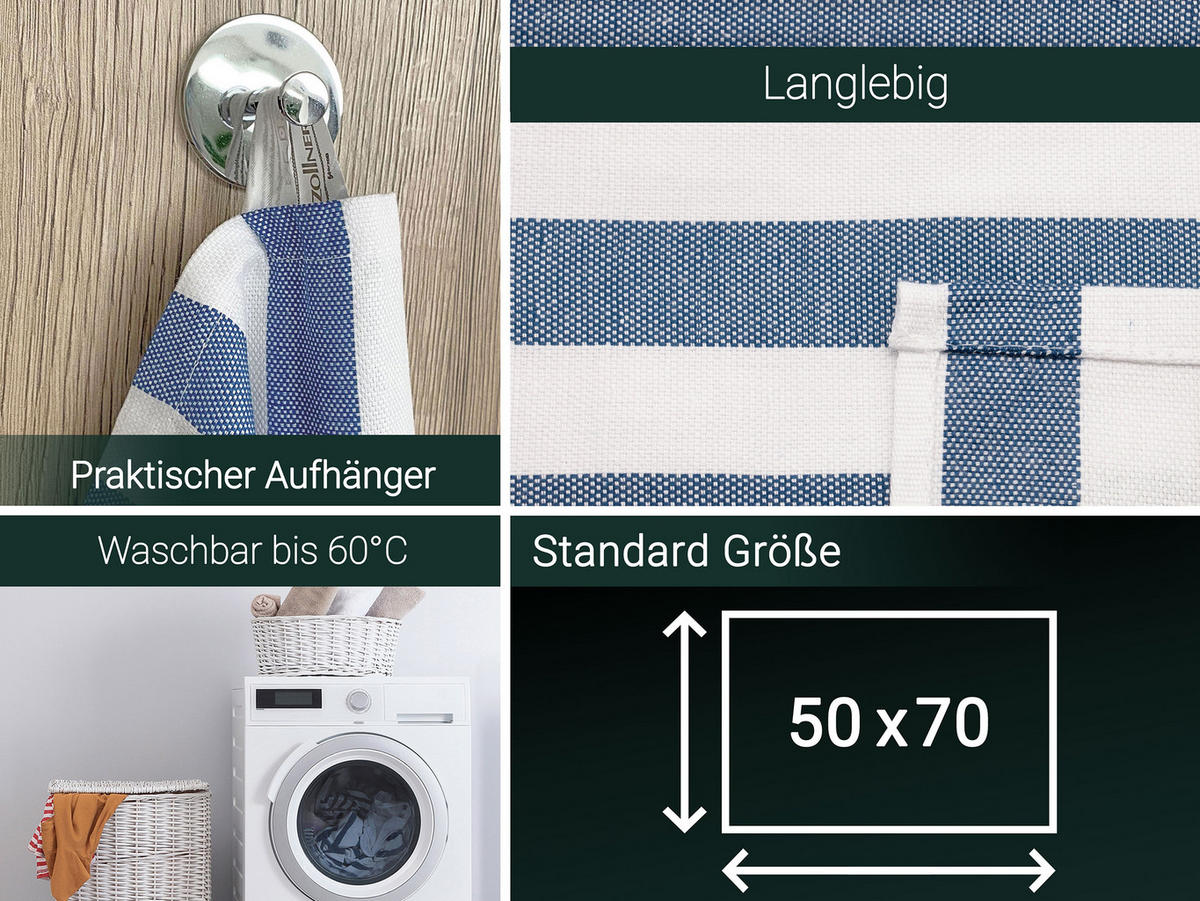 GESCHIRRTÜCHER, 5er-Set, 50x70 cm, 100% Baumwolle, Blau - Blau, Textil (50/70cm) - Zollner