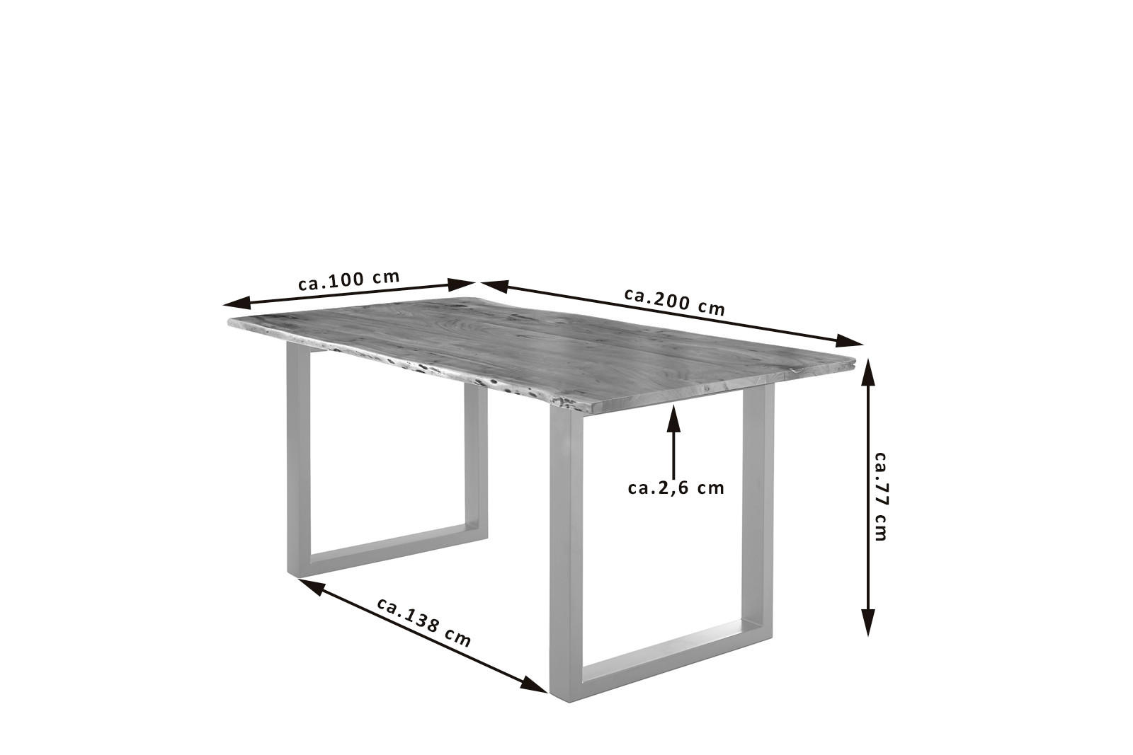 ESSTISCH LUBIN - Silberfarben/Braun, Holz/Metall (100/200/77cm) - SAM