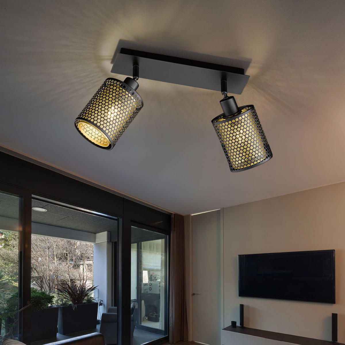 LED DECKENLEUCHTE Stahl Schwarz Gold - Schwarz, Metall (30/10/21cm) - Wofi