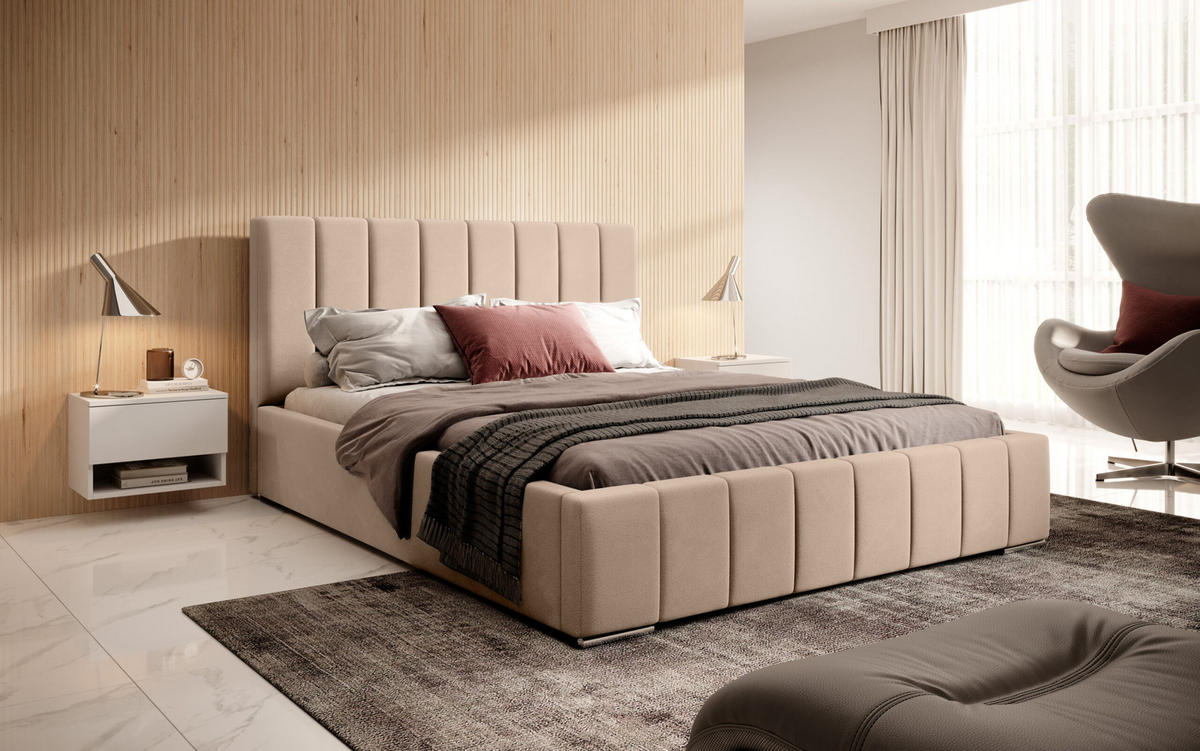 POSTERBETT Doppelbett Belten Beige 140x200 cm - Beige, Textil (140/200cm) - Meblito