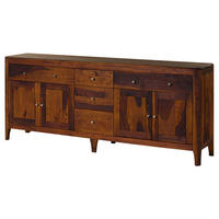 SIDEBOARD Sheesham 200x40x80 walnuss geölt BROOKLYN #29 - Dunkelbraun, Holz (200/80/40cm) - Massivmoebel24