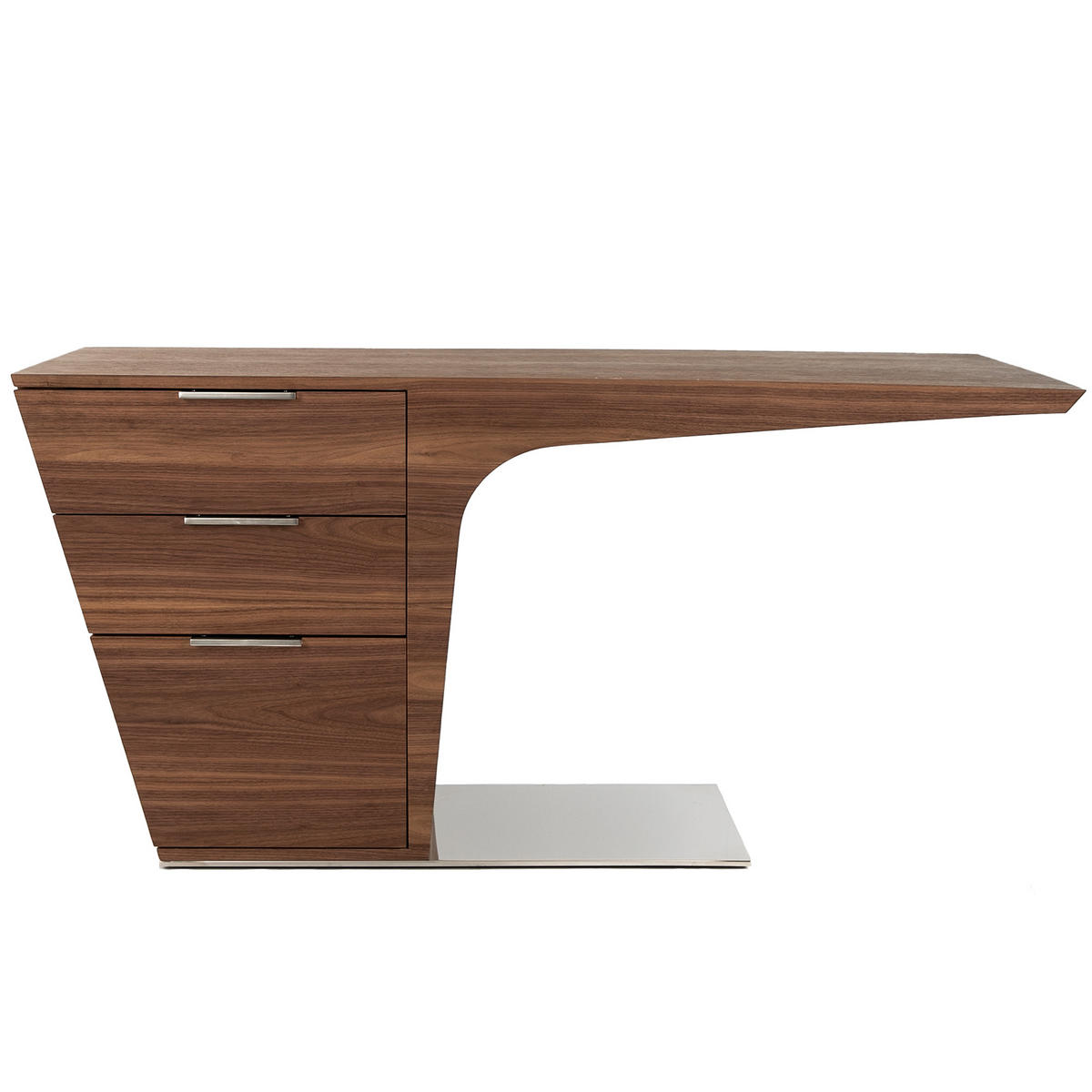 SCHREIBTISCH Rechteckig Walnuss Stahl 150/60/76 cm - Edelstahlfarben/Walnussfarben, Holz/Metall (60/150/76cm) - ANGEL CERDA