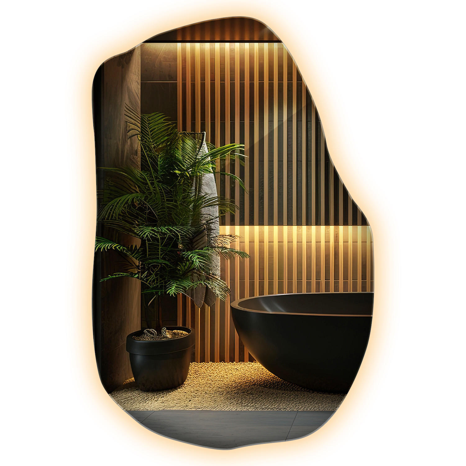 LED-SPIEGEL 80x52 cm Asymmetrisch Warmweiß 3000K - Transparent, Glas (52/80/0.4cm) - Wallfluent