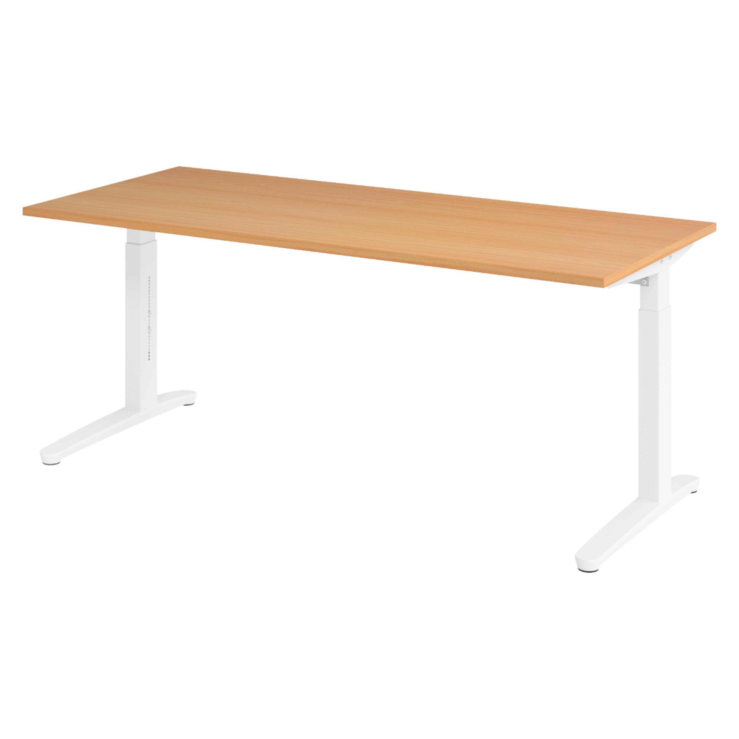 bümö Schreibtisch Buche, Weiß 180x74x80 cm