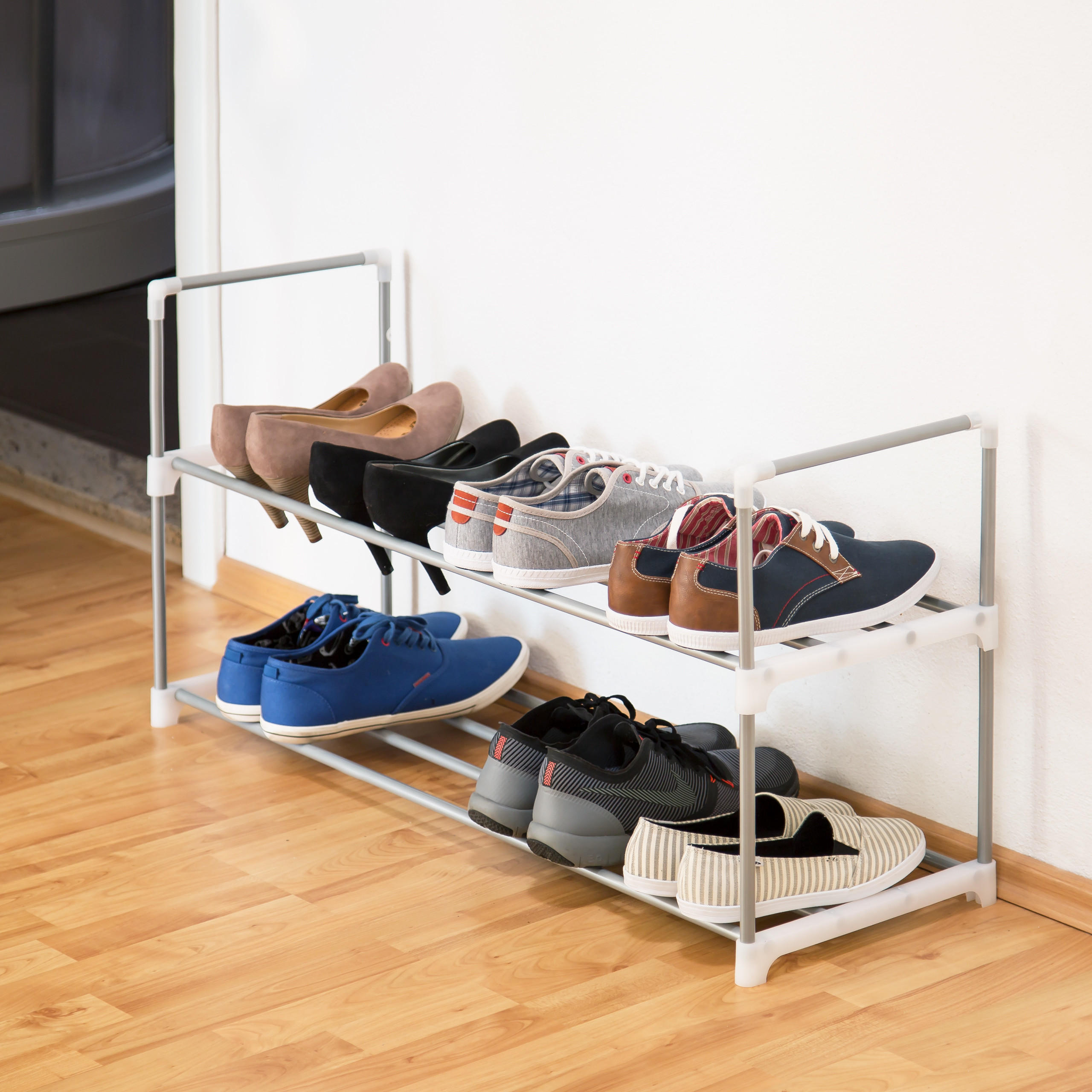 SCHUHREGAL - Silberfarben, Kunststoff/Metall (90/45/31cm) - Relaxdays