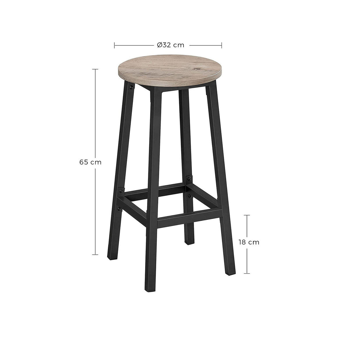 BARHOCKER 2ER-SET - Schwarz, Holzwerkstoff (32/65/32cm) - Hansiro