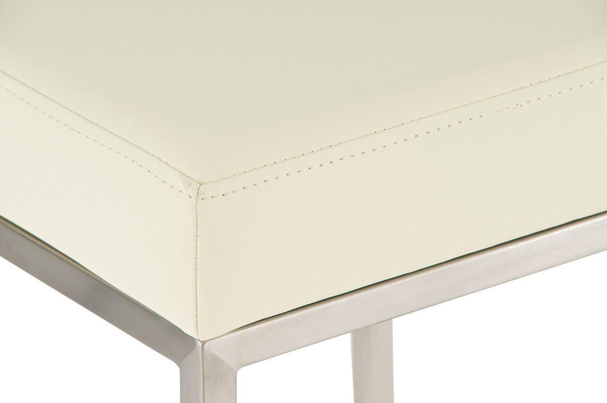 BARHOCKER 2er Set Lederlook creme - Edelstahlfarben/Creme, Textil/Metall (37/80/37cm) - CLP
