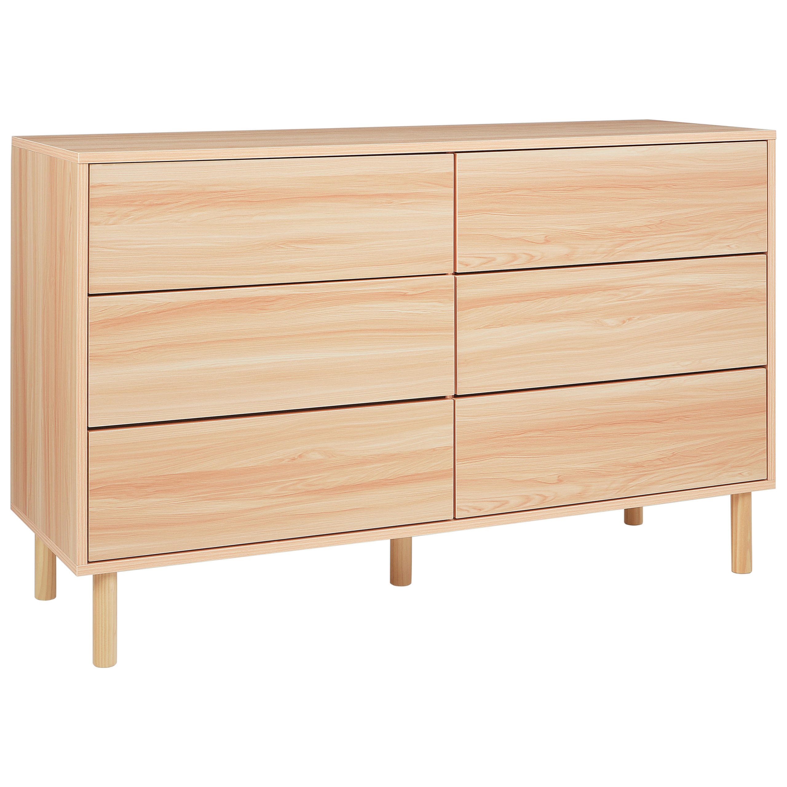 KOMODA s 6 zásuvkami Světle hnědá Sharpe - hnědá, kompozitní dřevo (120/74/40cm) - Beliani