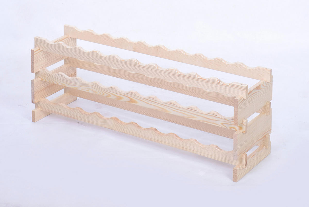 WEINREGAL VINOTECA FLEX PRO HxBxT 37x103x28cm 30 Flaschen auf 3 Ebene Natur unbehandelt - Naturfarben, Holz (103/37/28cm) - PROREGAL
