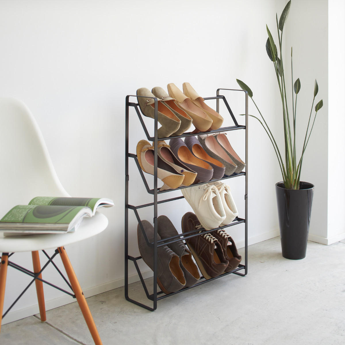 SCHUHREGAL Frame schwarz 53/80/17 cm schmal - Schwarz, Metall (53/80/17cm) - Yamazaki