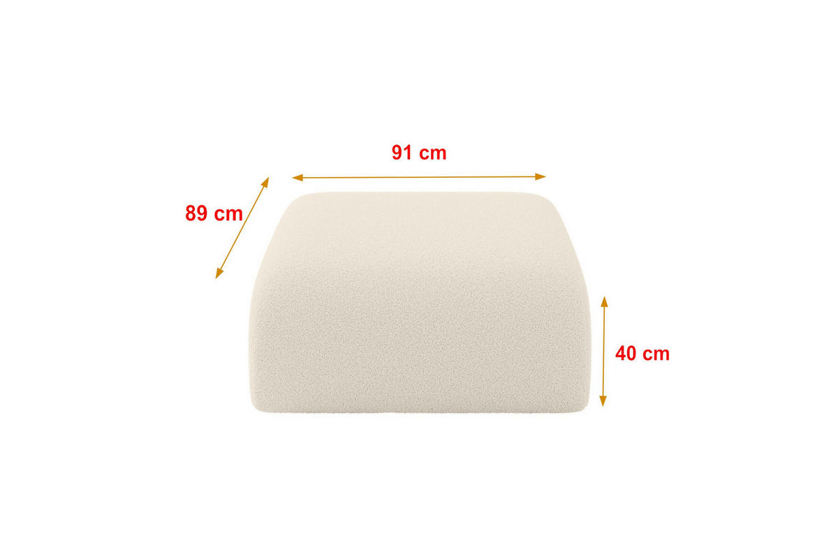 POUF MIRA-PUF 91x89x40 Beige cm Bouclé Modular Sitzhocker - Kaschmir/Beige, Holzwerkstoff/Kunststoff (91/40/89cm) - ALTDECOR