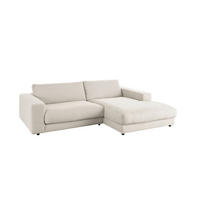 ECKSOFA MADELINE Hellgrau Cord - Hellgrau/Schwarz, Kunststoff/Textil (270/190cm) - KAWOLA
