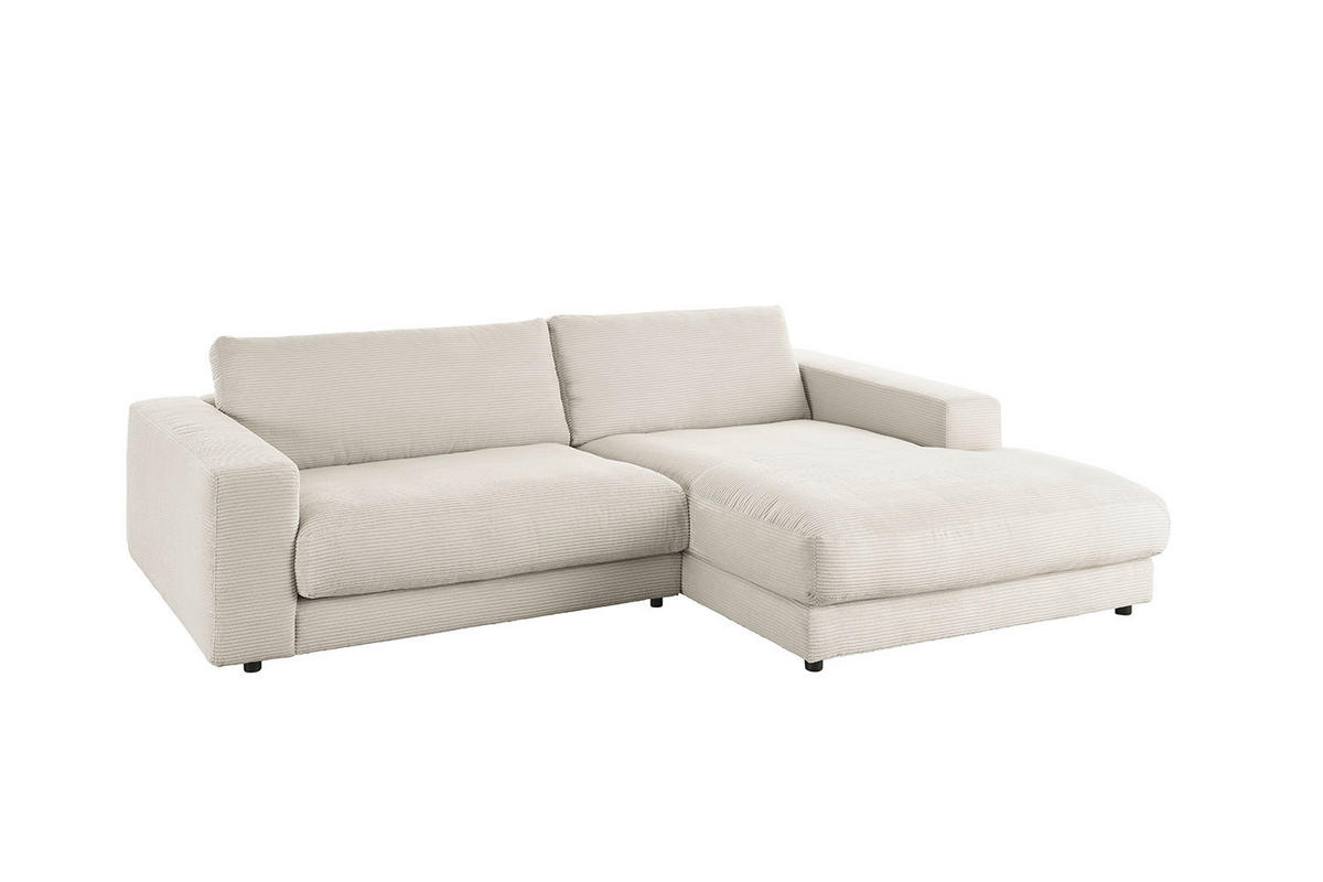 ECKSOFA MADELINE Hellgrau Cord - Hellgrau/Schwarz, Kunststoff/Textil (270/190cm) - KAWOLA