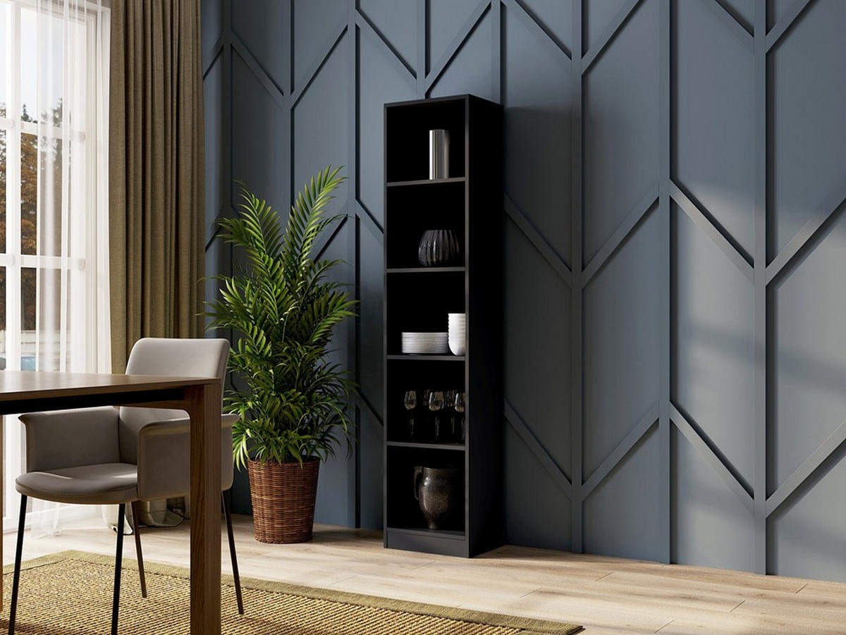 BOKHYLLOR Svart 40/182/30 - Svart, Träbaserade material (40/182/30cm) - RAUMHIRSCH FURNITURE