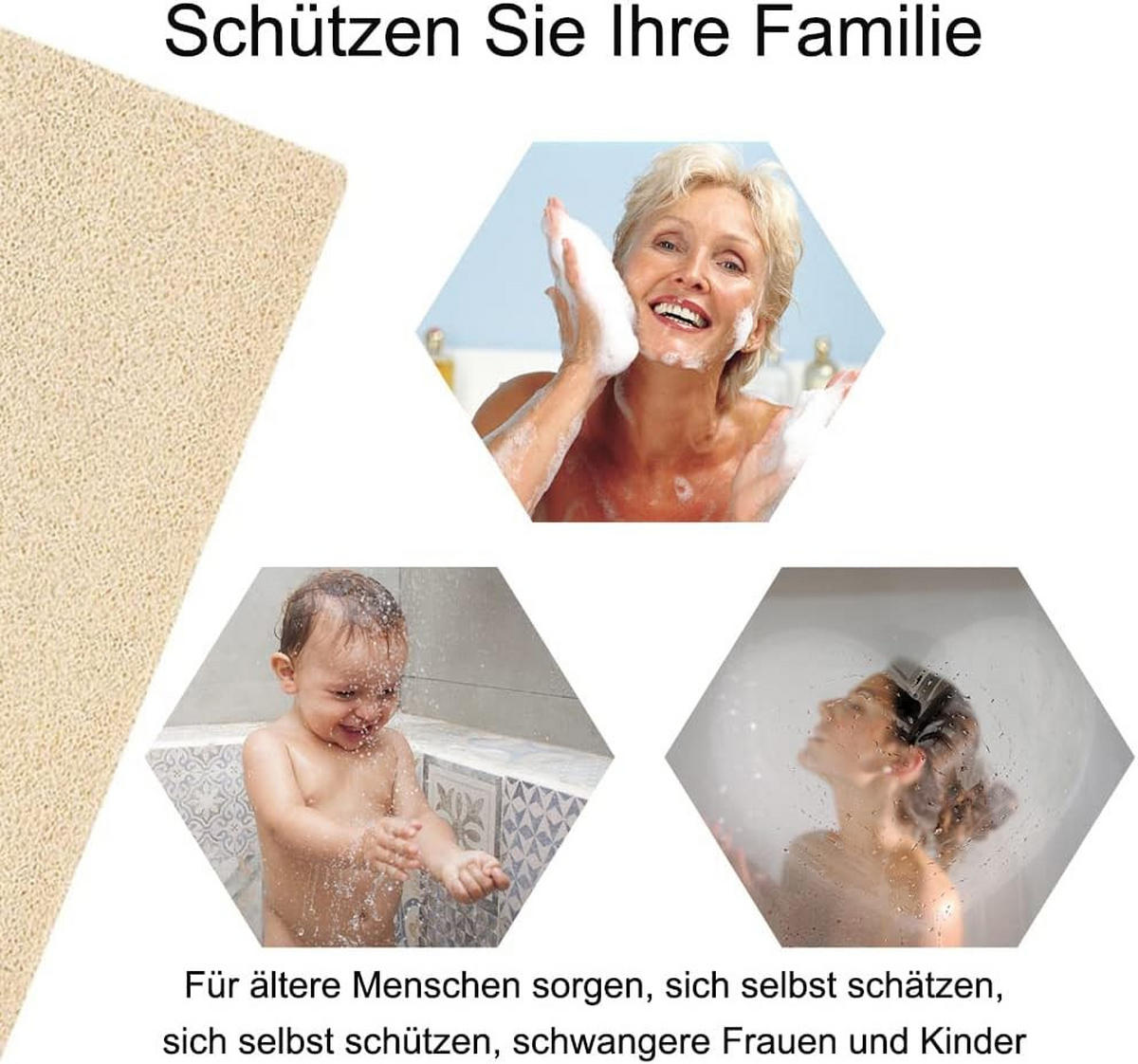 DUSCHMATTE – 40 x 60 cm – Beige – Atmungsaktiv - Beige, Kunststoff (30/20cm)