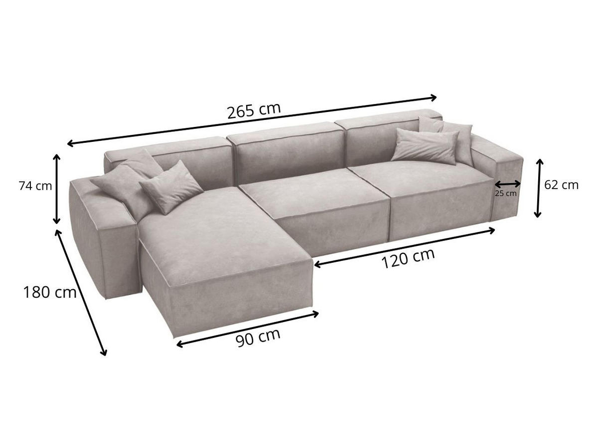 ECKSOFA Arizona Beige Rechts - Beige, Holz/Textil (265/180cm) - Graingold