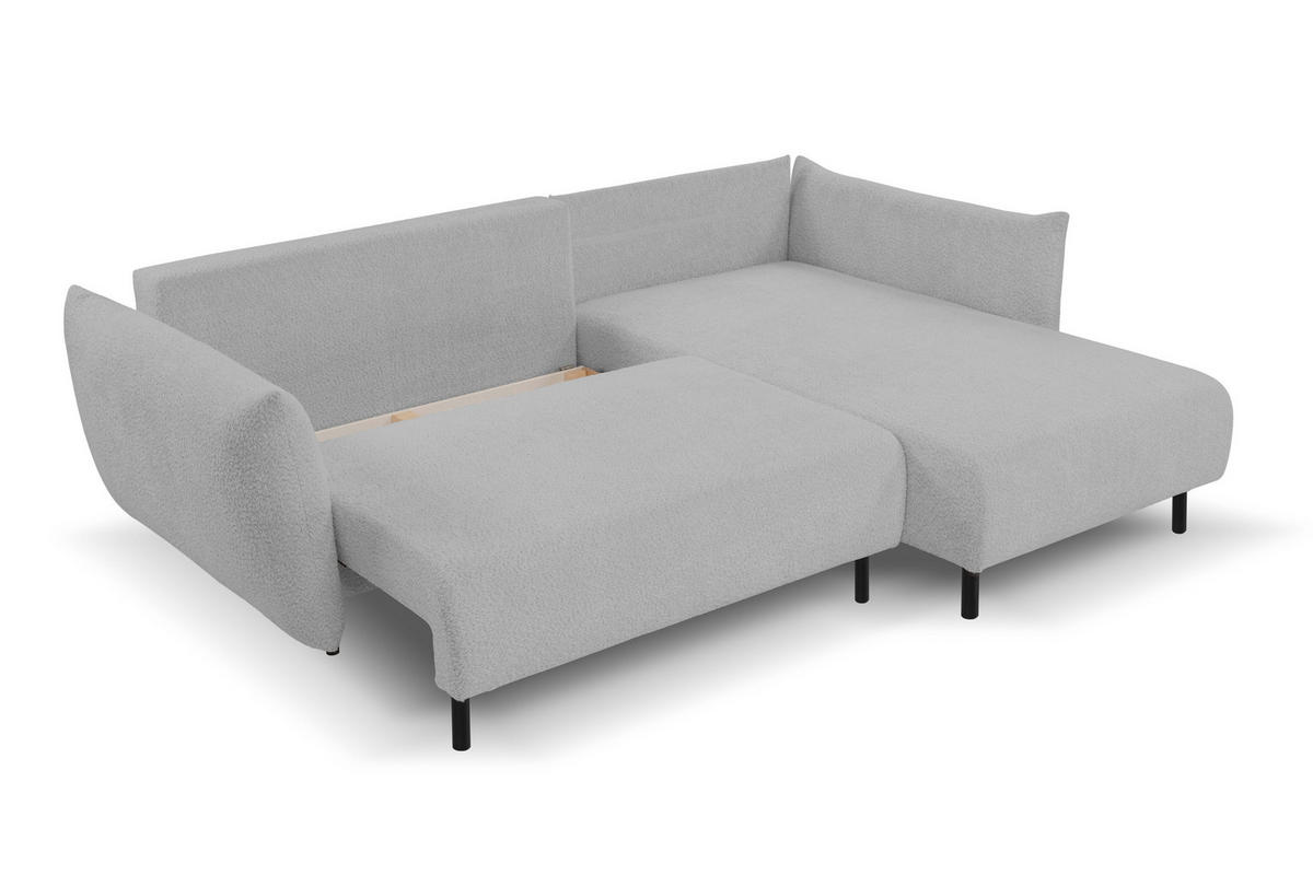 ECKSOFA ADEL mit Schlaffunktion und Bettkasten, L-förm, Metallbeine, verstellbar lose Rückenkissen, freistehend, RECHTS, 257x171x90 cm, Grey - Grau, Holz/Textil (257/171cm) - DomoHome