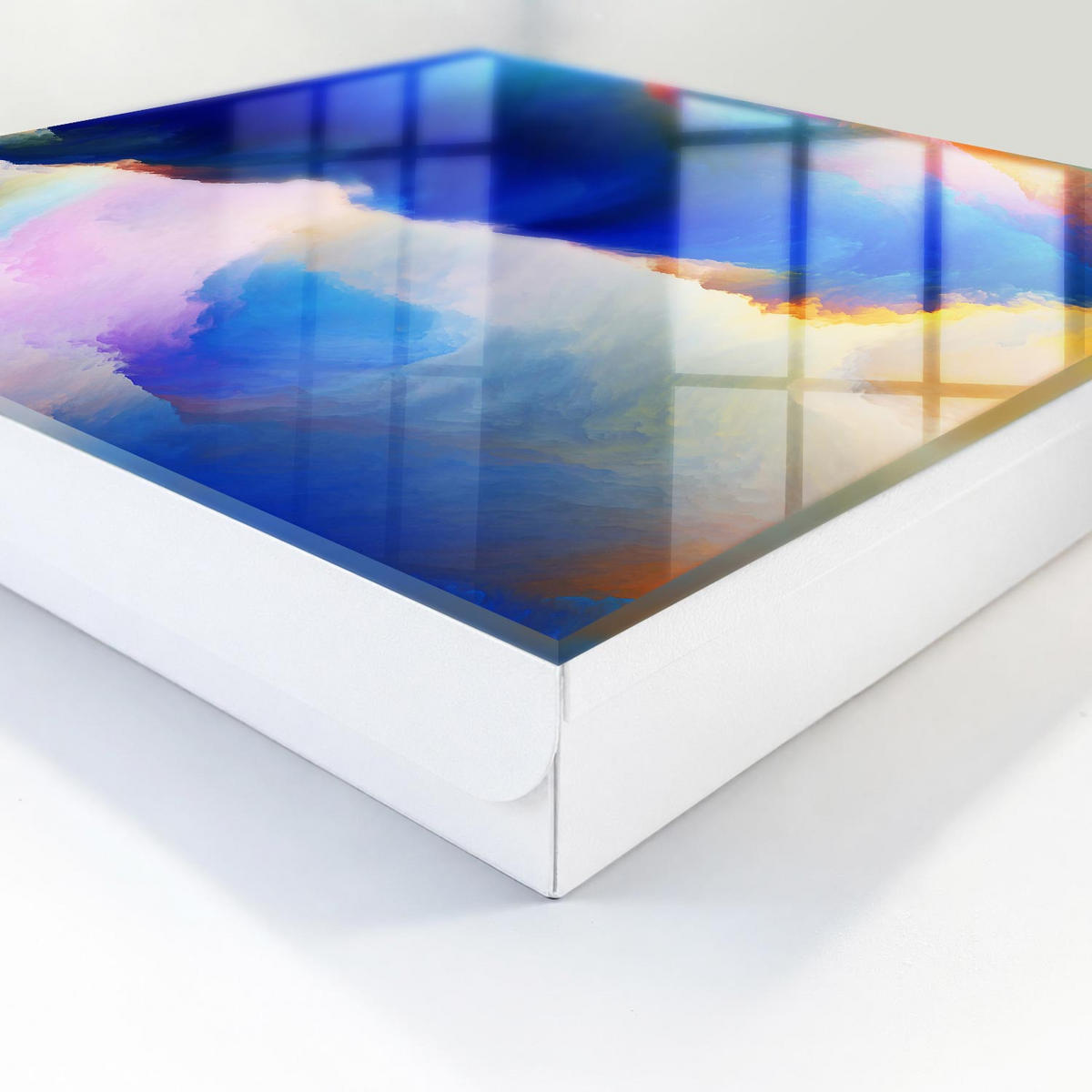 SCHLÜSSELBOX Weiß 30x30 cm – Türöffnung nach rechts - Farbexplosion - Blau, Metall (30/30/5cm) - TULUP
