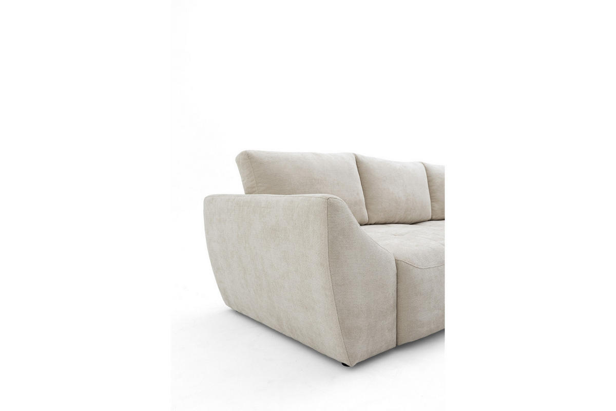 ECKSOFA NICE L Rechts mit Schlaffunktion 137x204 Chenille Beige - Beige/Schwarz, Holz/Textil (165/260cm) - Muffo