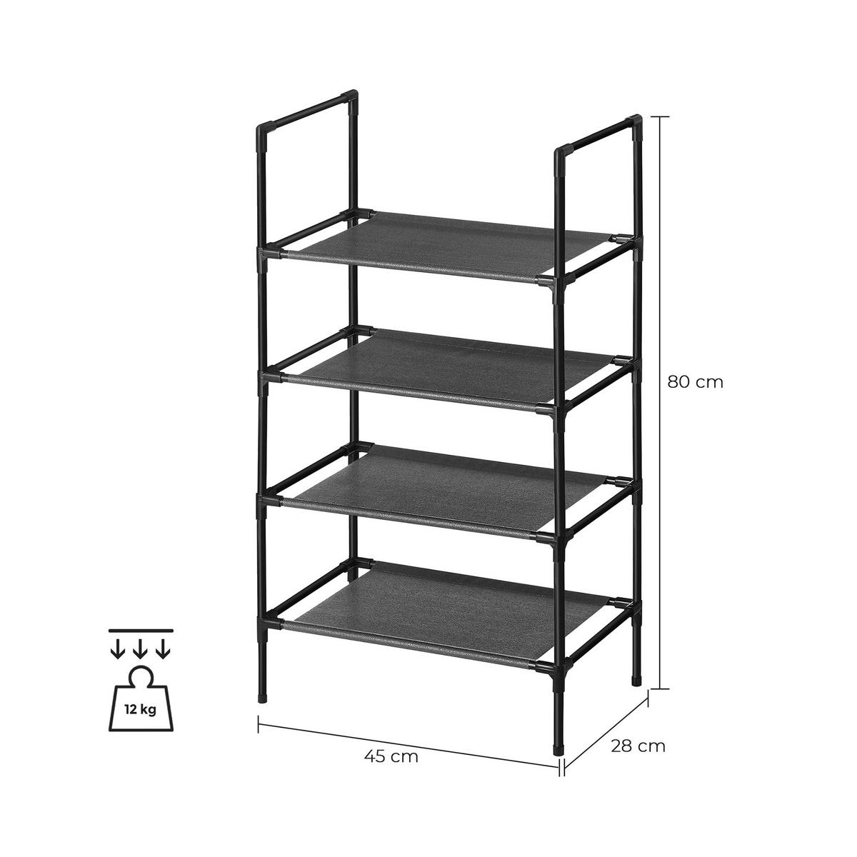 SCHUHREGAL SCHUHAUFBEWAHRUNG - Schwarz, Metall (28/80/45cm) - Hansiro