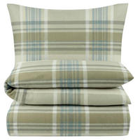 BIBER-BETTWÄSCHE 135x200 - Kuschelig warmer Flanell Bettbezug aus 100% Baumwolle für Herbst & Winter - Kariert Grün - Grün, Textil (135/200cm) - Carpe Sonno