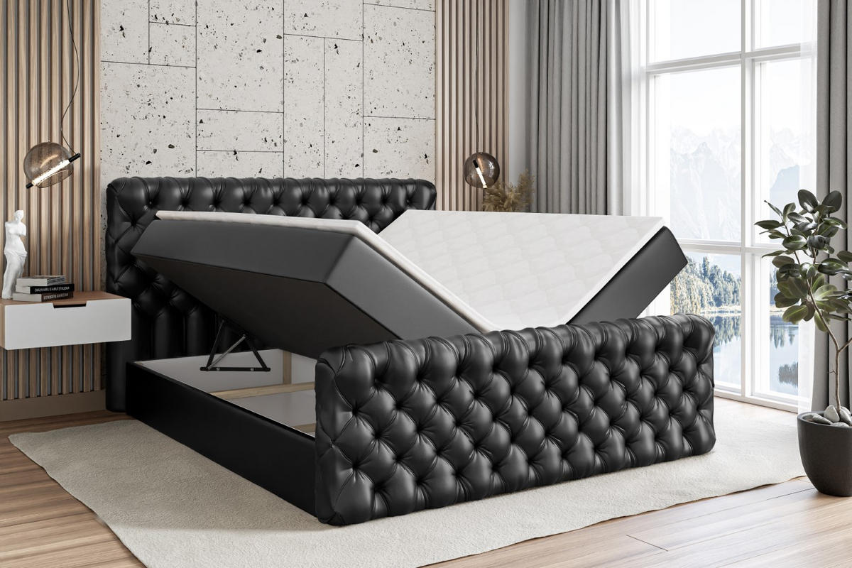 BOXBETT BOXI8-Z - 120x200 cm - H4 - Schwarz Hochglanz - Schwarz Hochglanz, Holzwerkstoff (120/200cm) - ALTDECOR