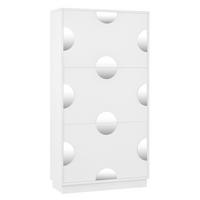 SCHUHSCHRANK aus MDF 63x24x120cm in Weiß mit rundem Spiegel - Weiß, Holzwerkstoff (63/120/24cm) - Modfu