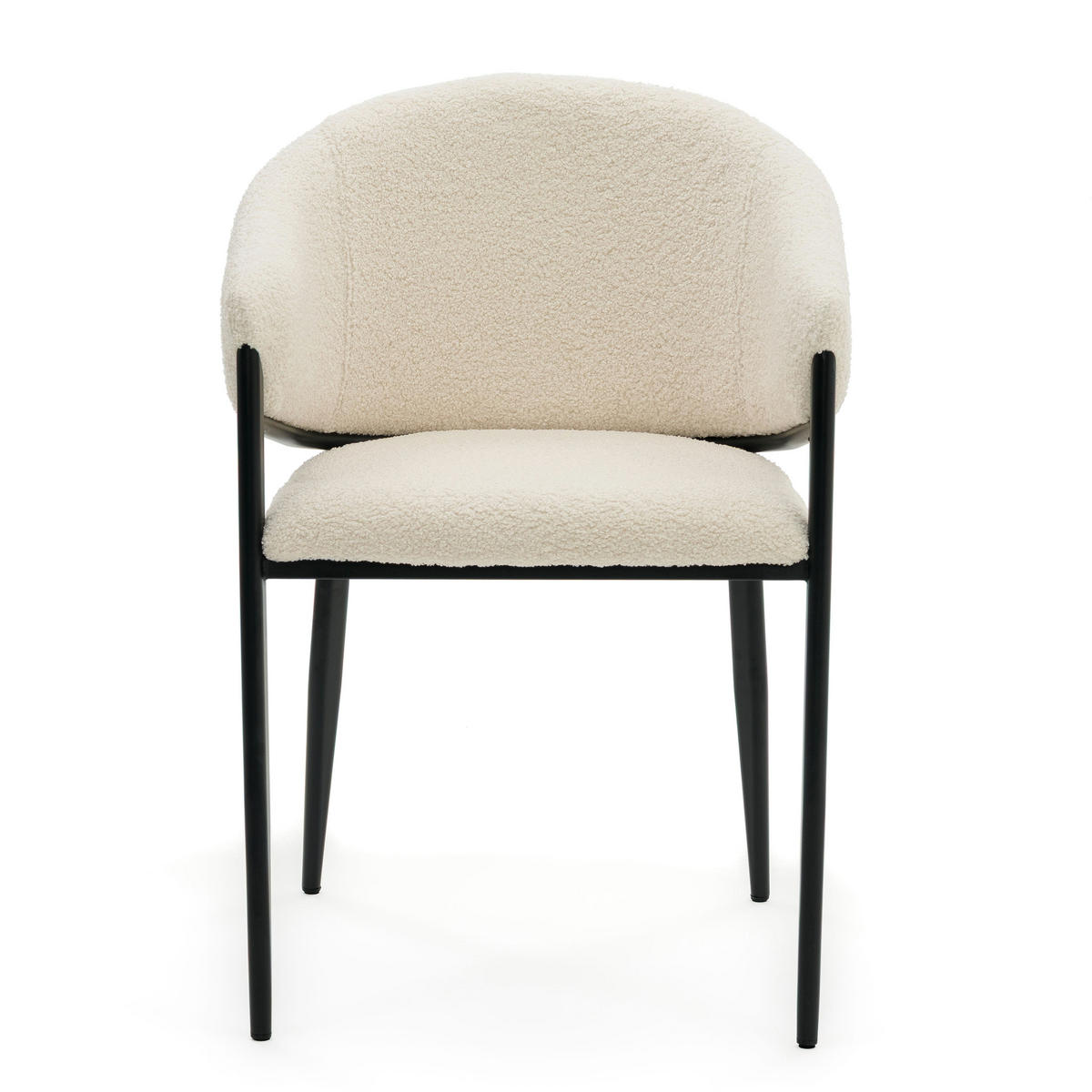 STUHL BUENO gespolsterter - hellbeige - Glamour Boucle Teddy - Creme/Schwarz, Textil/Metall (57/81/59cm) - NEW HOME