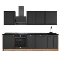 KÜCHENZEILE Fame-Line, Anthrazit-Gold Landhaus/Goldkraft Eiche, 280 cm ohne Arbeitsplatte - Honigeiche/Anthrazit, Holzwerkstoff (280/206.8/51.6cm) - Vicco