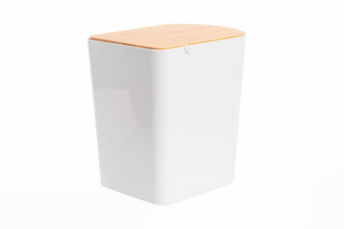 MÜLLEIMER aus Bambus 5 l 22/18/24 cm - Weiß, Naturmaterialien (18/24/22cm) - 5five Simply Smart