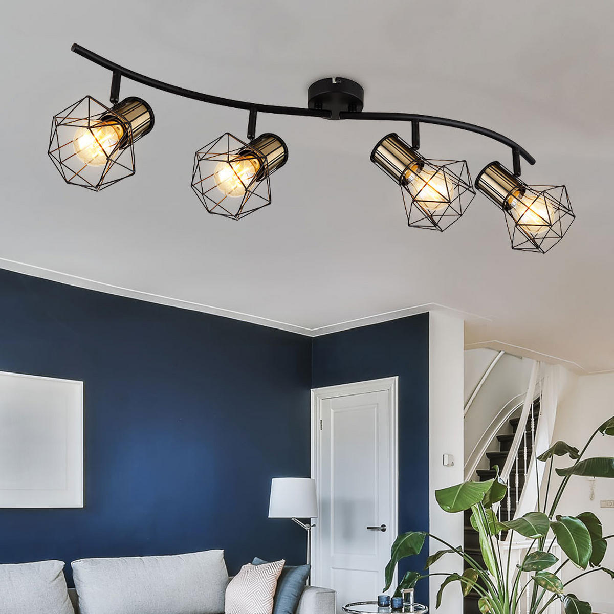 DECKENLEUCHTE PRISKA Metall Schwarz - Schwarz, Metall (80/22.5/19cm) - Globo Lighting