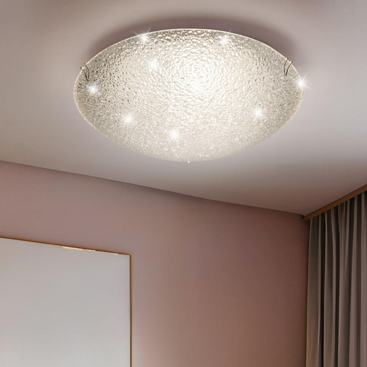 LED DECKENLEUCHTE TRIA I Weiß Glas geeist - Weiß, Glas (25/25/8cm) - Globo Lighting