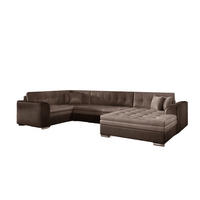 WOHNLANDSCHAFT mit Schlaffunktion, Monolith-Stoff - Chromfarben/Braun, Textil/Metall (338/78/189cm) - Eltap