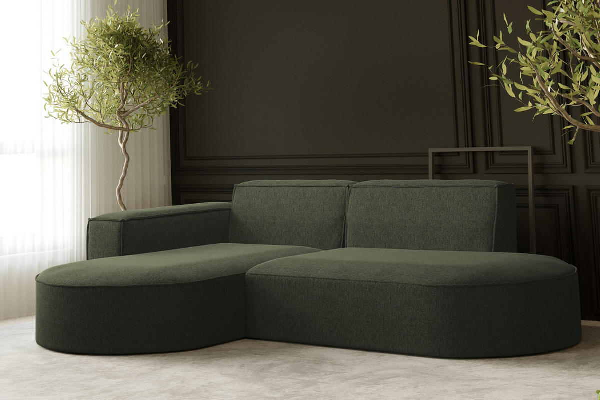 ECKSOFA MODENA L STUDIO Stoff Verita Dunkelgrun Links - Dunkelgrün, Holz (165/236cm) - Kaiser Möbel
