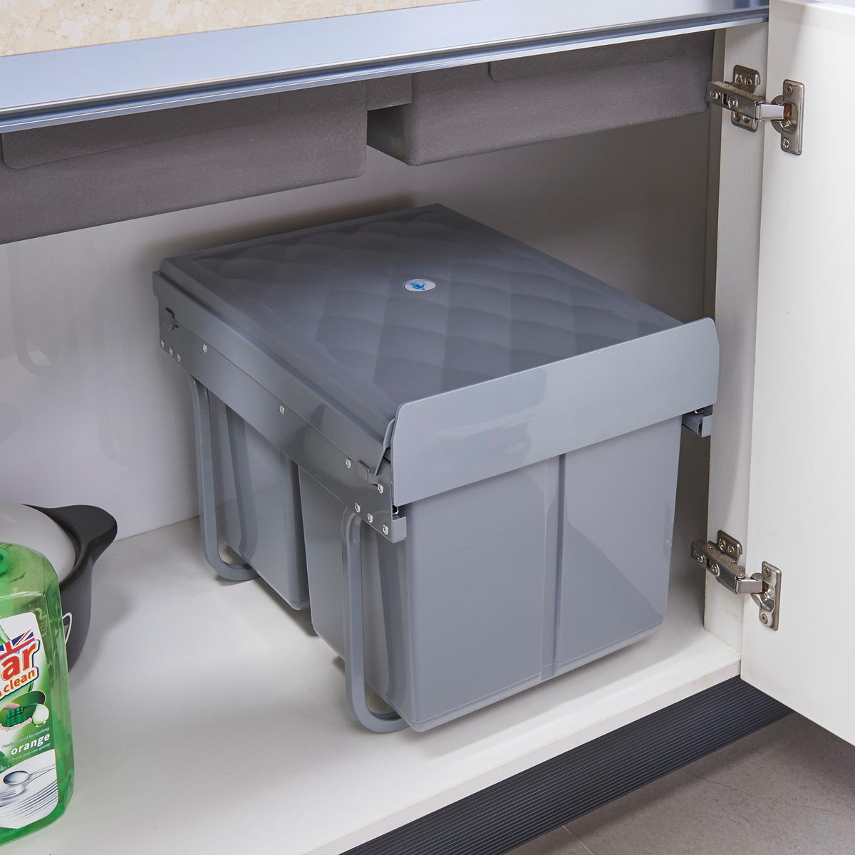 VESTAVĚNÝ KOŠ NA ODPAD Froland - šedá, kov/plast (48/35/34cm) - [en.casa]