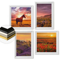 WANDBILDER 4er-Set - 50x50 cm & 40x60 cm Weißer Rahmen - Berglandschaft Rosslavendel - Weiß, Kunststoff (50/50cm) - ArtPrintCave