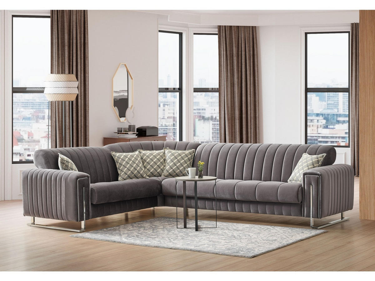 ECKSCHLAFSOFA Kochi Grau - Schenkel gleich lang - Grau, Holzwerkstoff/Kunststoff (315/315cm)