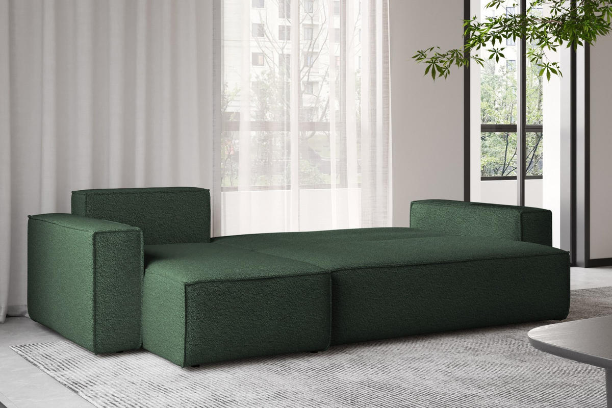 ECKSOFA Mit Schlaffunktion Und Bettkasten L-Form BEST Stoff Abriamo Dunkelgrün Links - Dunkelgrün, Holz/Textil (142/244cm) - Kaiser Möbel