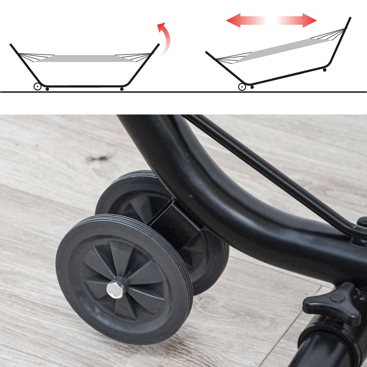 HÄNGEMATTENGESTELL verstellbar bis 120kg, 335/100cm, schwarz - Schwarz, Metall (335/100/115cm) - Amanka