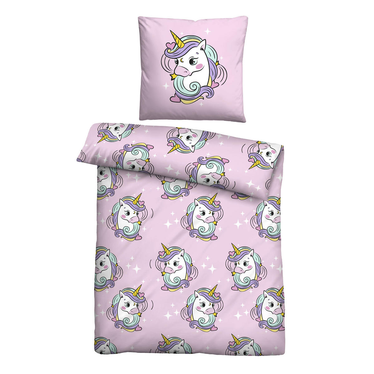BETTWÄSCHE 2 tlg. mit Motiv 135x200 cm Einhorn - Rosa, Textil (135/200cm) - Bestlivings